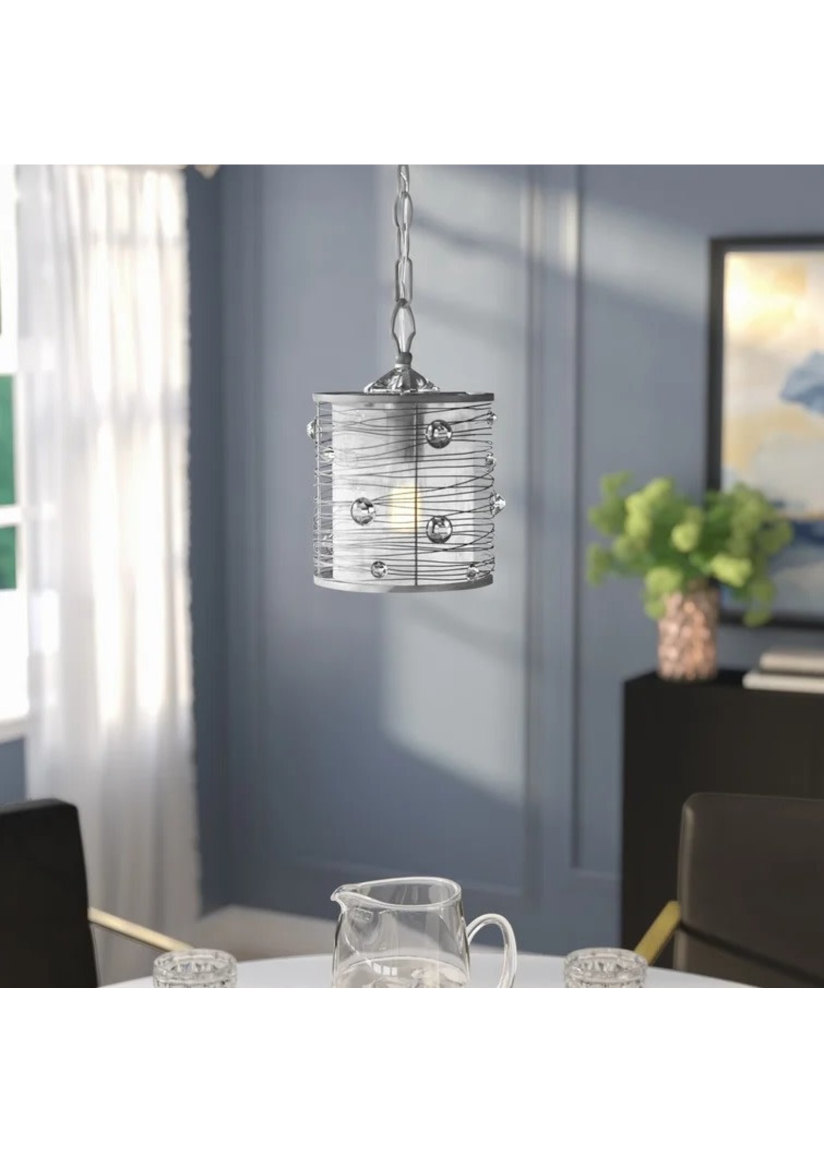 *Caydee 1 - Light Single Drum Pendant with Fabric Accents