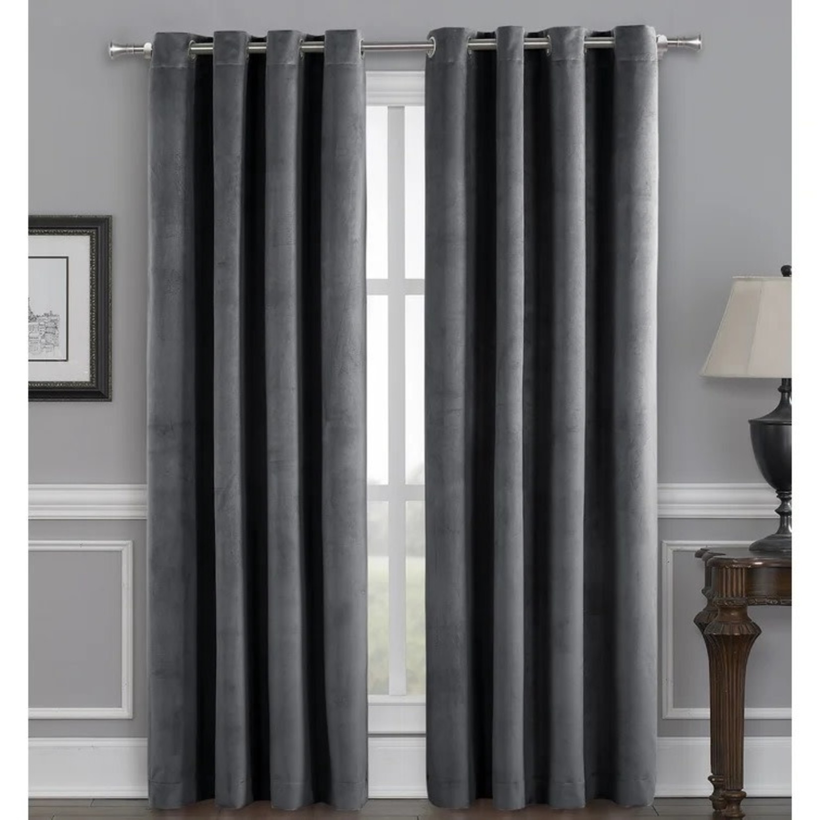 *52" x 84" Caasi Velvet Solid Max Blackout Thermal Grommet Curtain Panels - Set of 2 - Grey