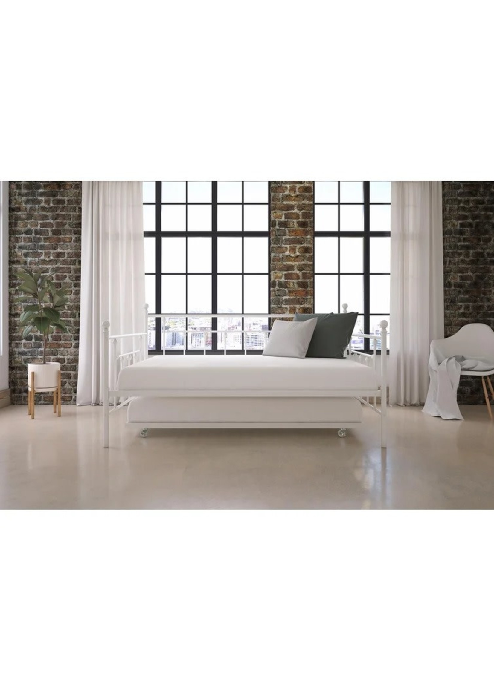 *Twin Ione Steel Daybed with Trundle - White