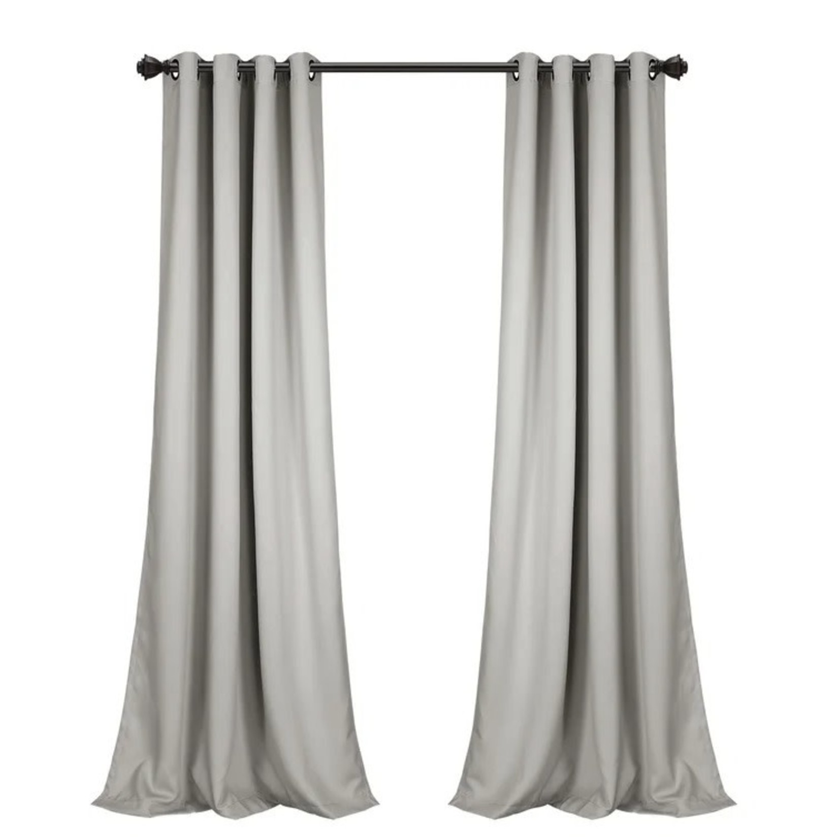*52" x 108" Ketterman Solid Color Blackout Thermal Curtains - Set of 2 - Light Grey