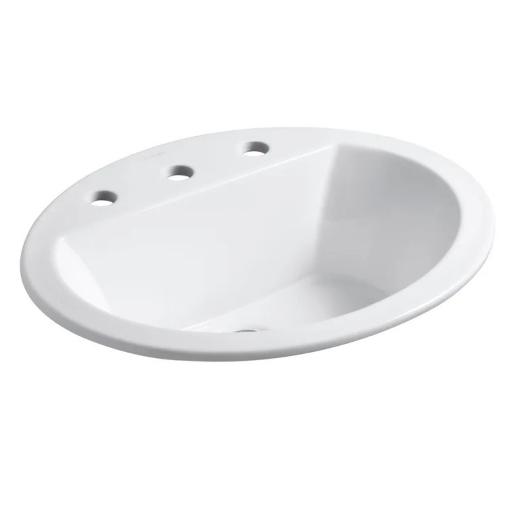 *8" Centers Bryant Ceramic Oval Drop-In Bathroom Sink with Overflow - White