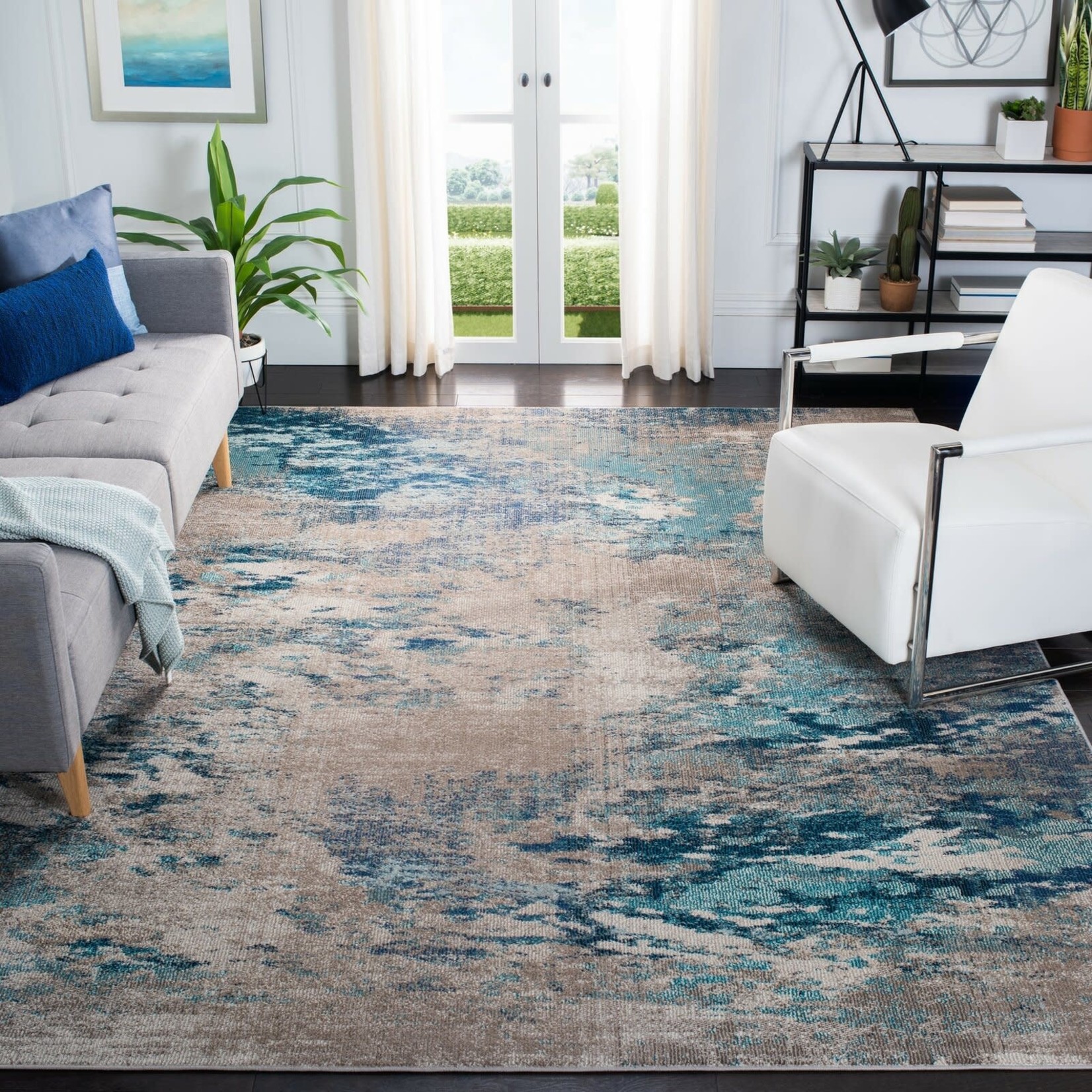 *9' x 12' Gammage Abstract Blue/Gray Area Rug