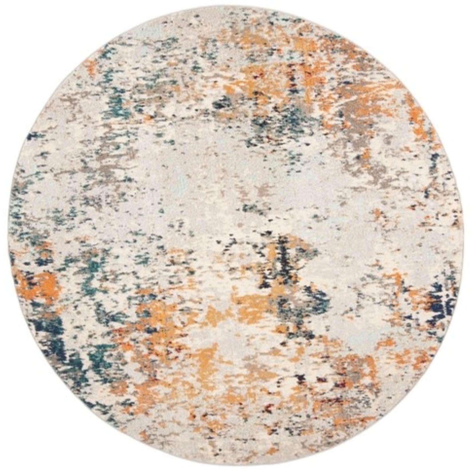 *10' Round Felty Abstract Gray/Beige Area Rug