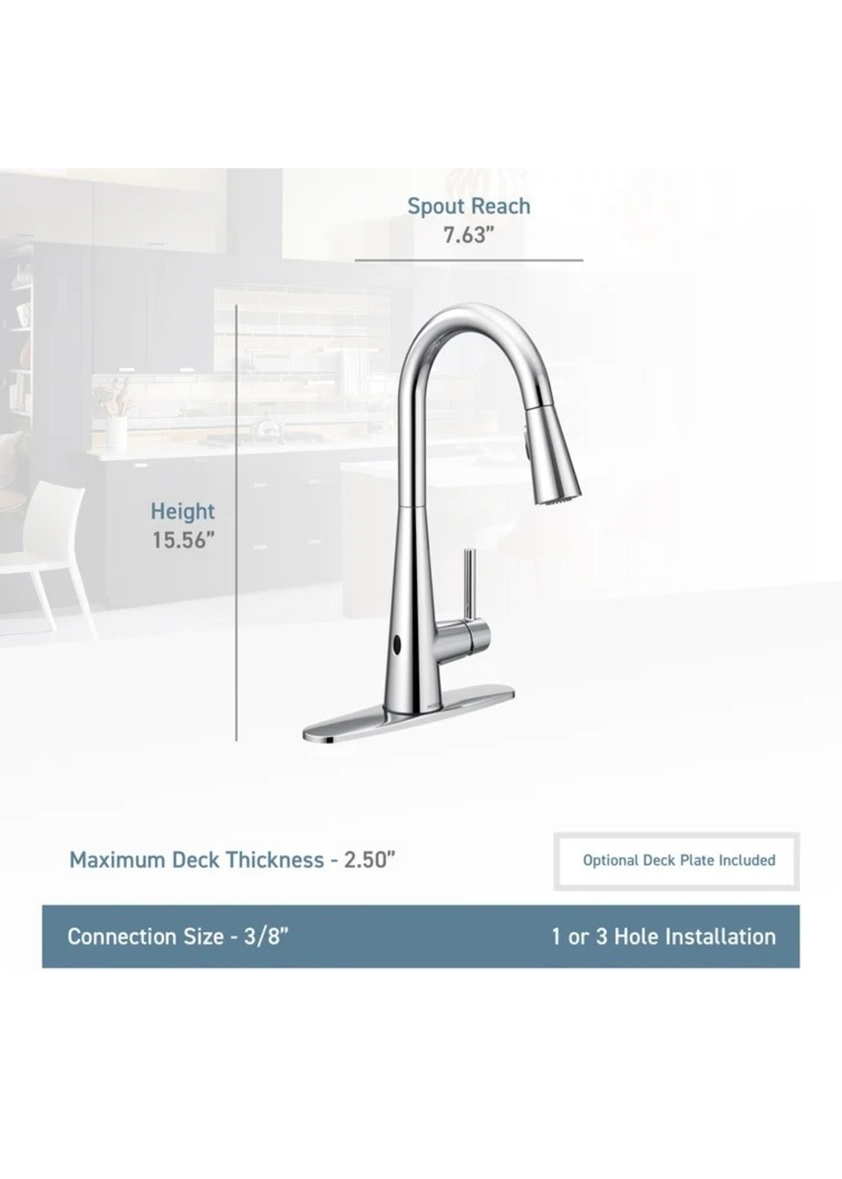 *Moen Sleek Pull Down Touchless Single Handle Kitchen Faucet with Power Clean & Reflex