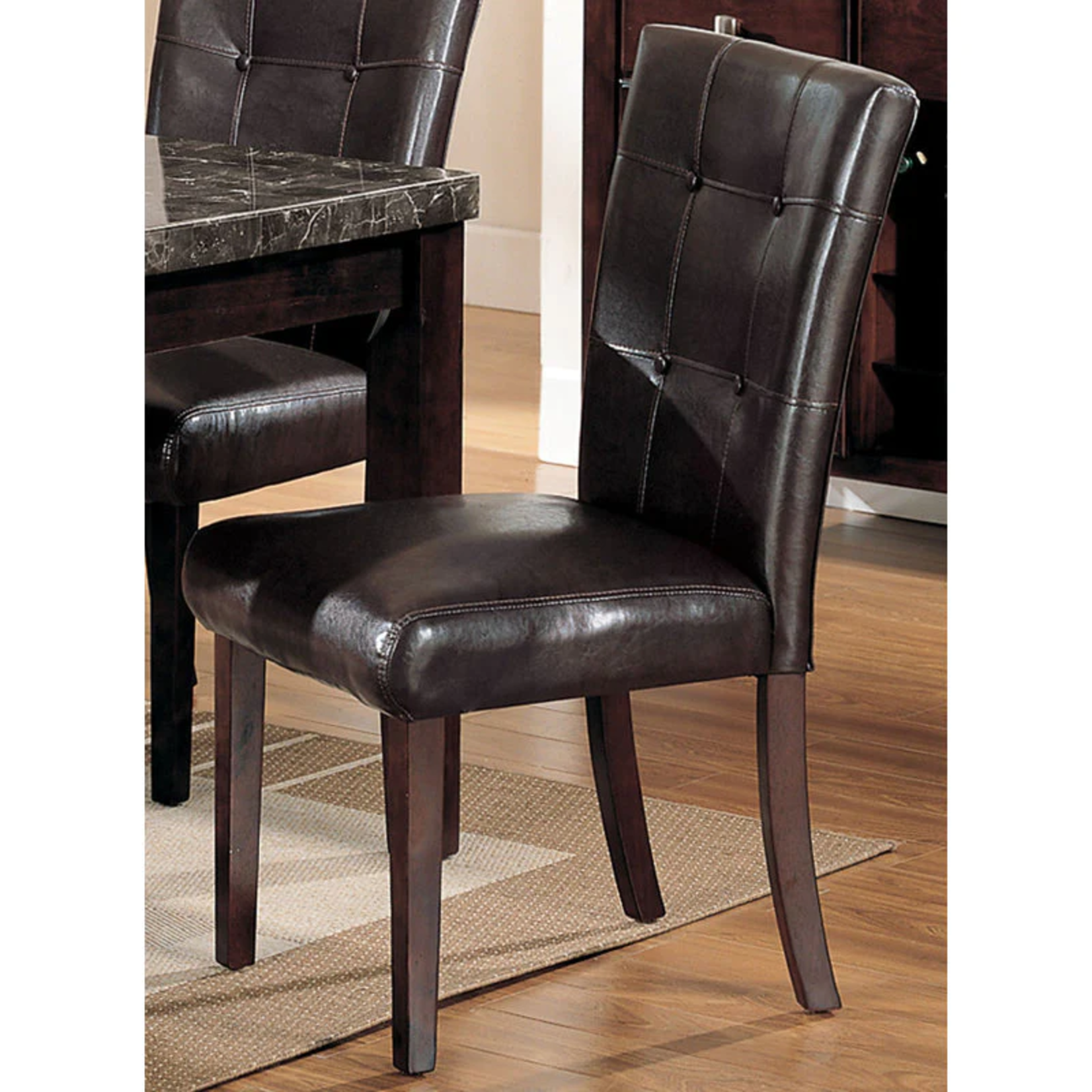 *Cozart Tufted Upholstered Side Chair in Espresso - Mark on leg - Set of 2