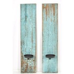 *Reclaimed Wood Candle Sconce - Antq. Turquoise