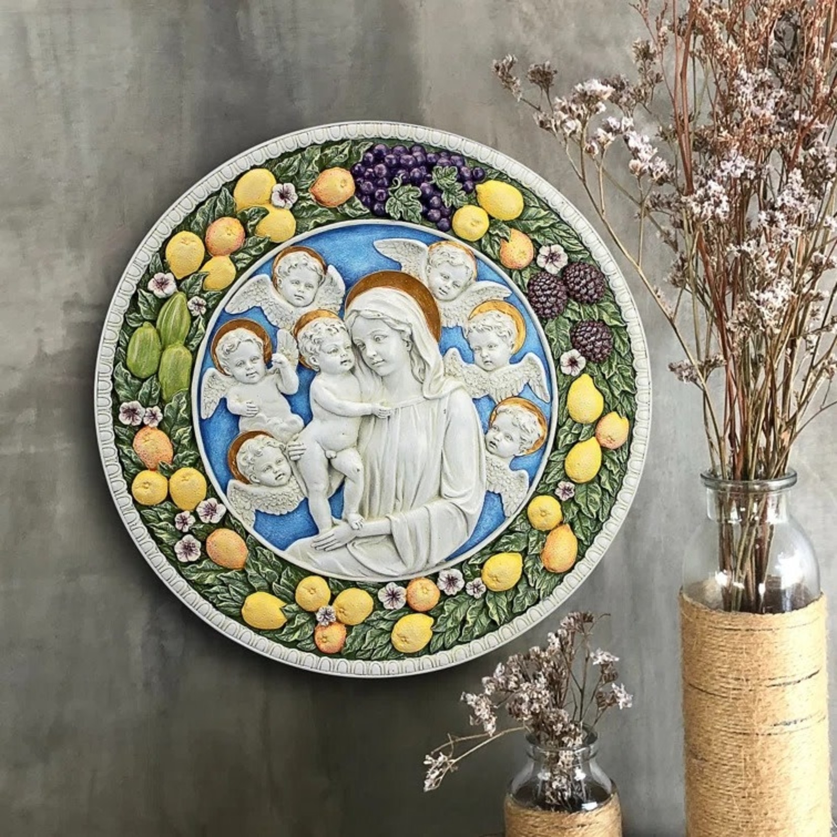 *17" x 17" Mary and Child Roundel Wall Decor