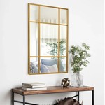 *40" x 30" Matherly Window Pane Metal Framed Wall Mounted Mirror - Gold