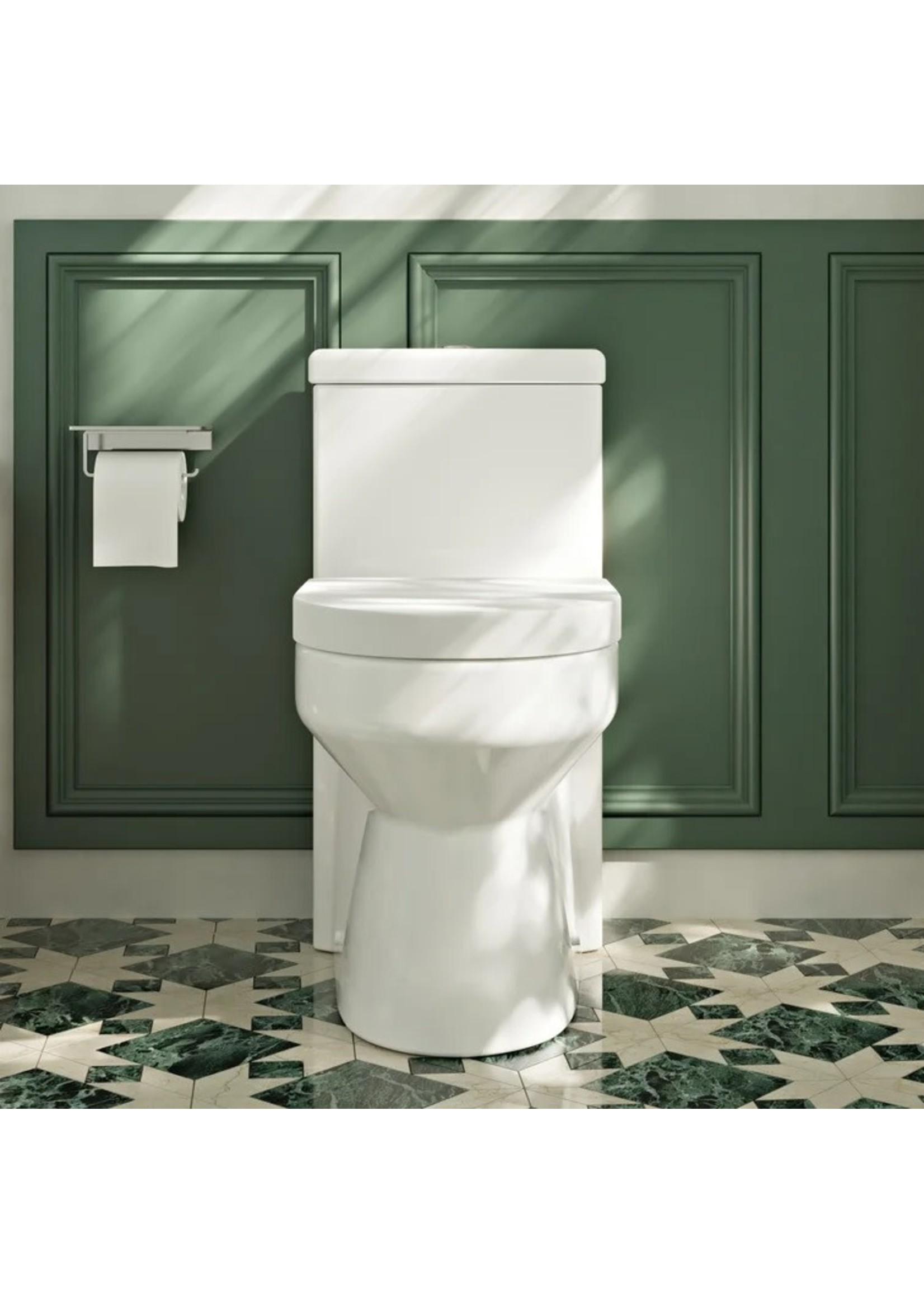 *Yodar Dual-Flush Elongated one-Piece Toilet - White