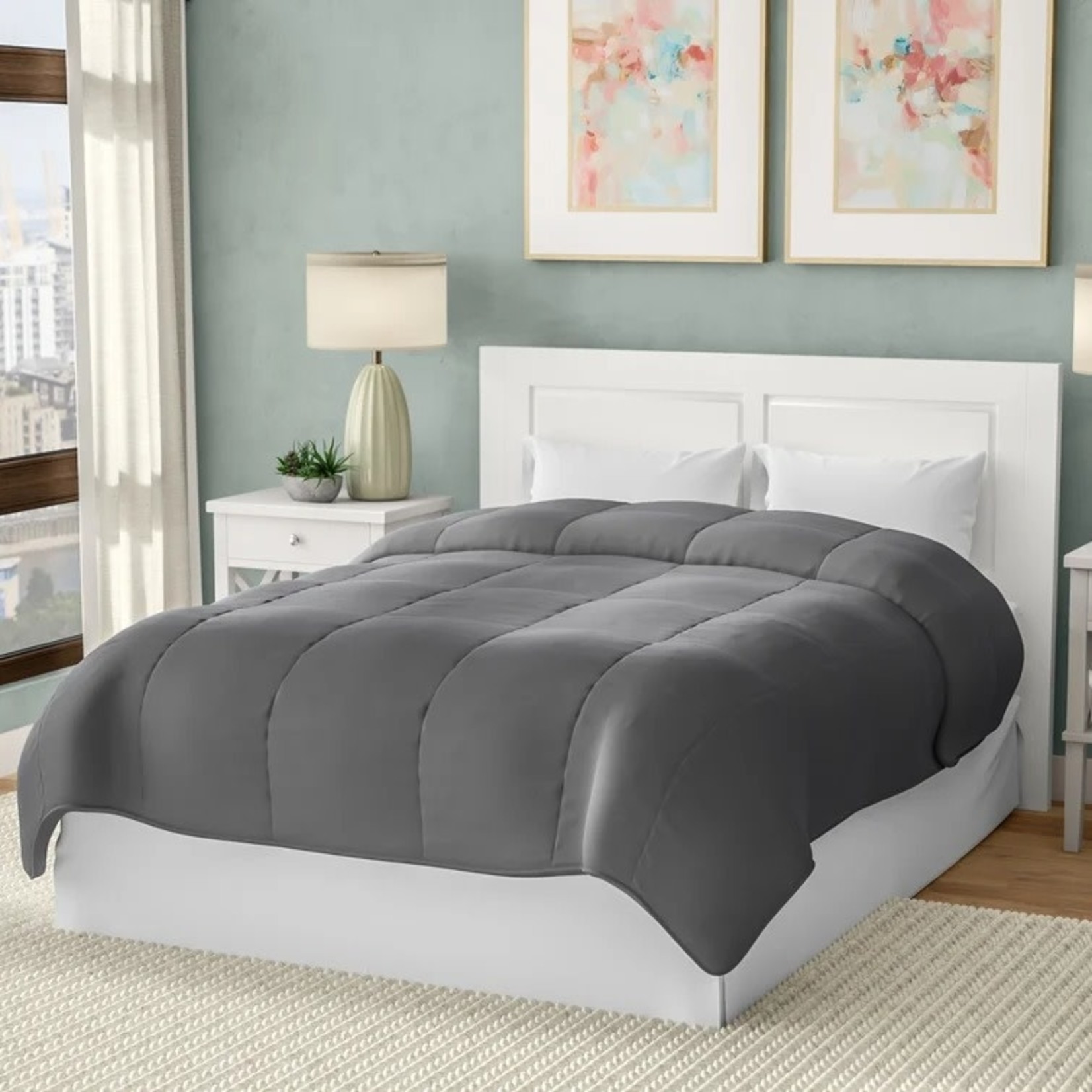 *Twin XL Microfiber Down Alternative Comforter - Grey - Final Sale