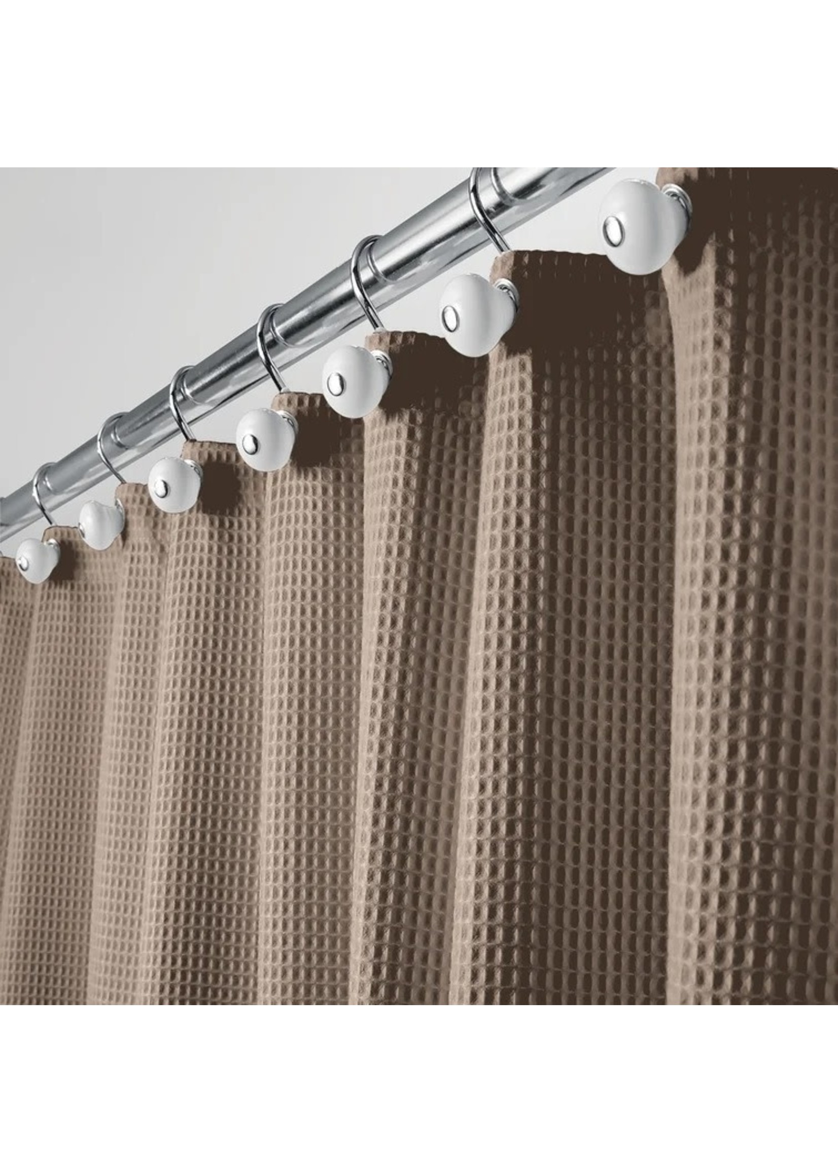 *72" x 72" Mdesign Waffle Weave Fabric Shower Curtain - Khaki