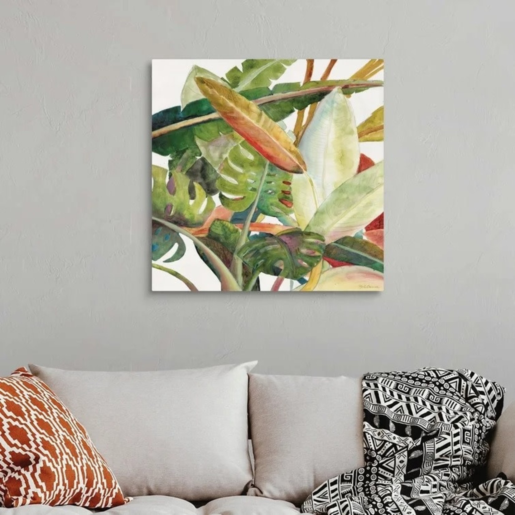 *30"x30"Tropical Lush Garden Square II by Marie Elaine Cusson -  on Canvas
