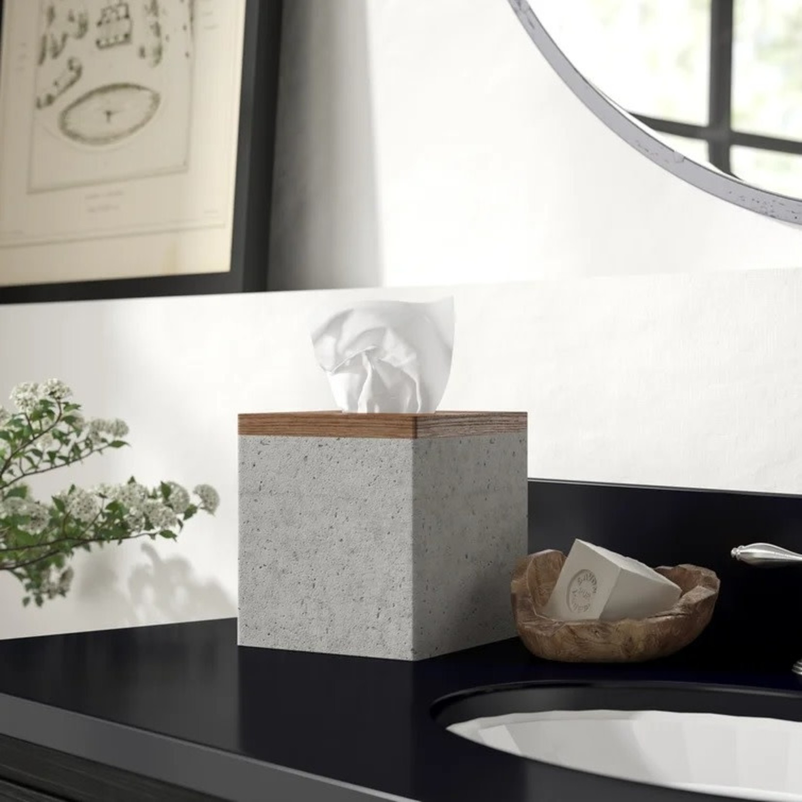*Stonington Concrete Stone/Wooden Boutique Tissue Box Cover