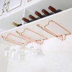*MyGift Modern Copper Tone Metal Frame Under Cabinet Stemware Wine Glass Holder - Set of 3