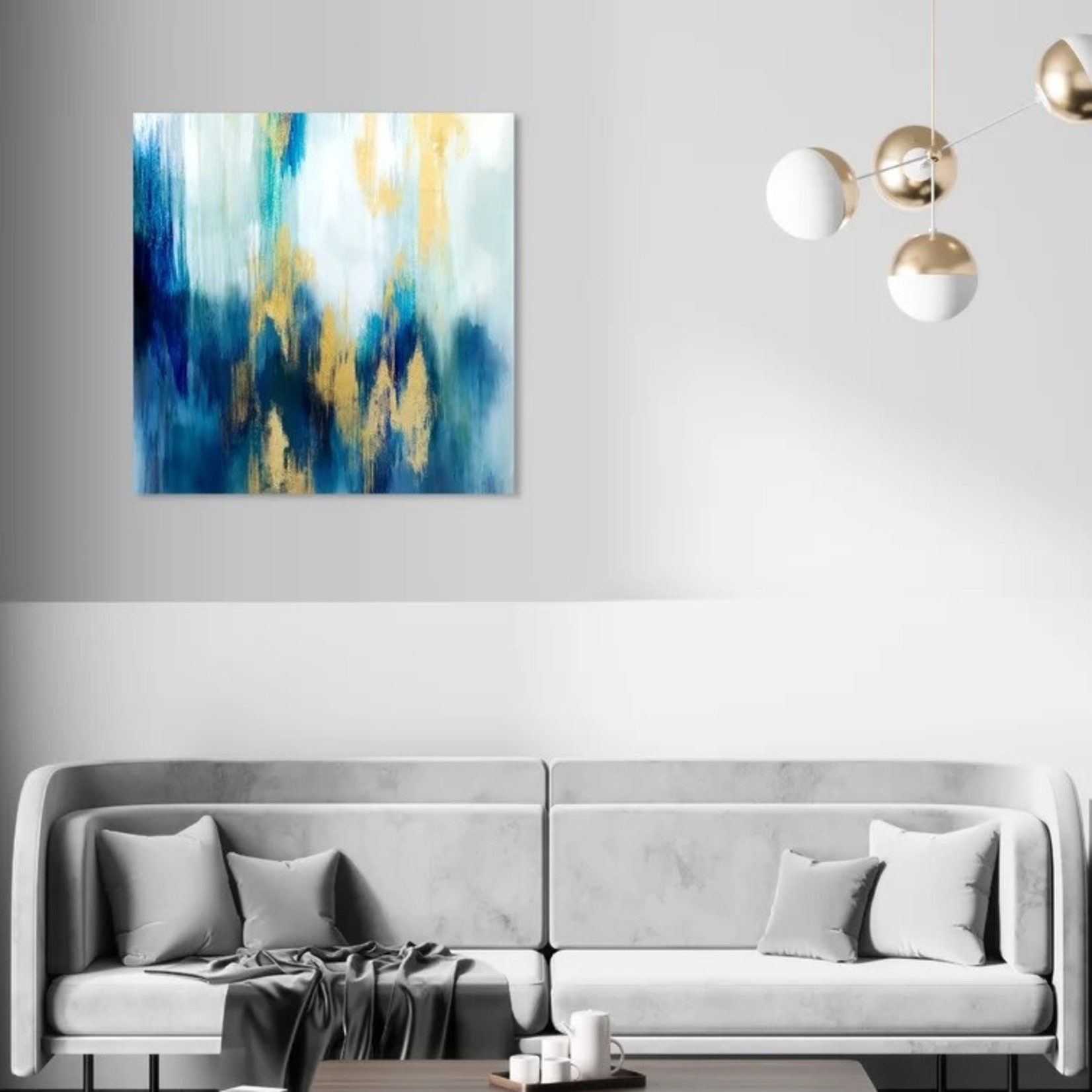 *30"x30"Abstract Rainy Gold - Painting Print