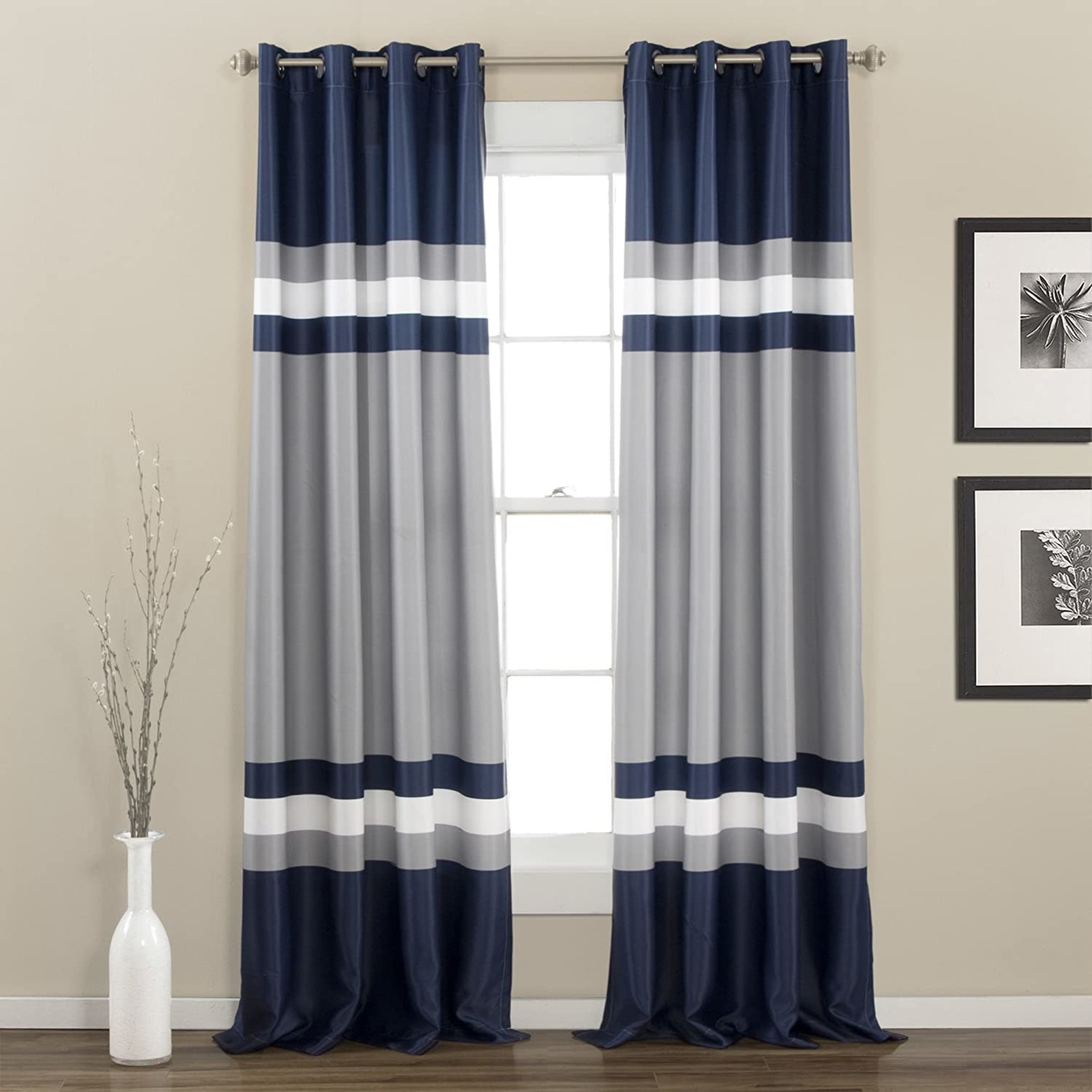 *52" x 84" Reedsville Striped Room Darkening Grommet Curtain Panels - Set of 2