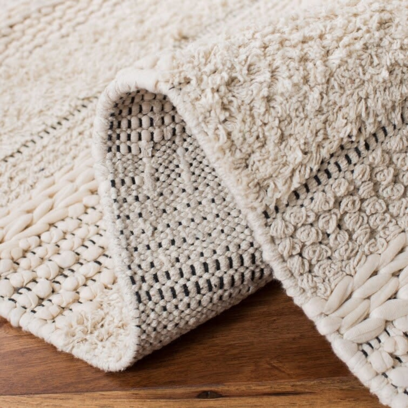 *11' x 15' Magellan Striped Handmade Flatweave Cotton Ivory Area Rug