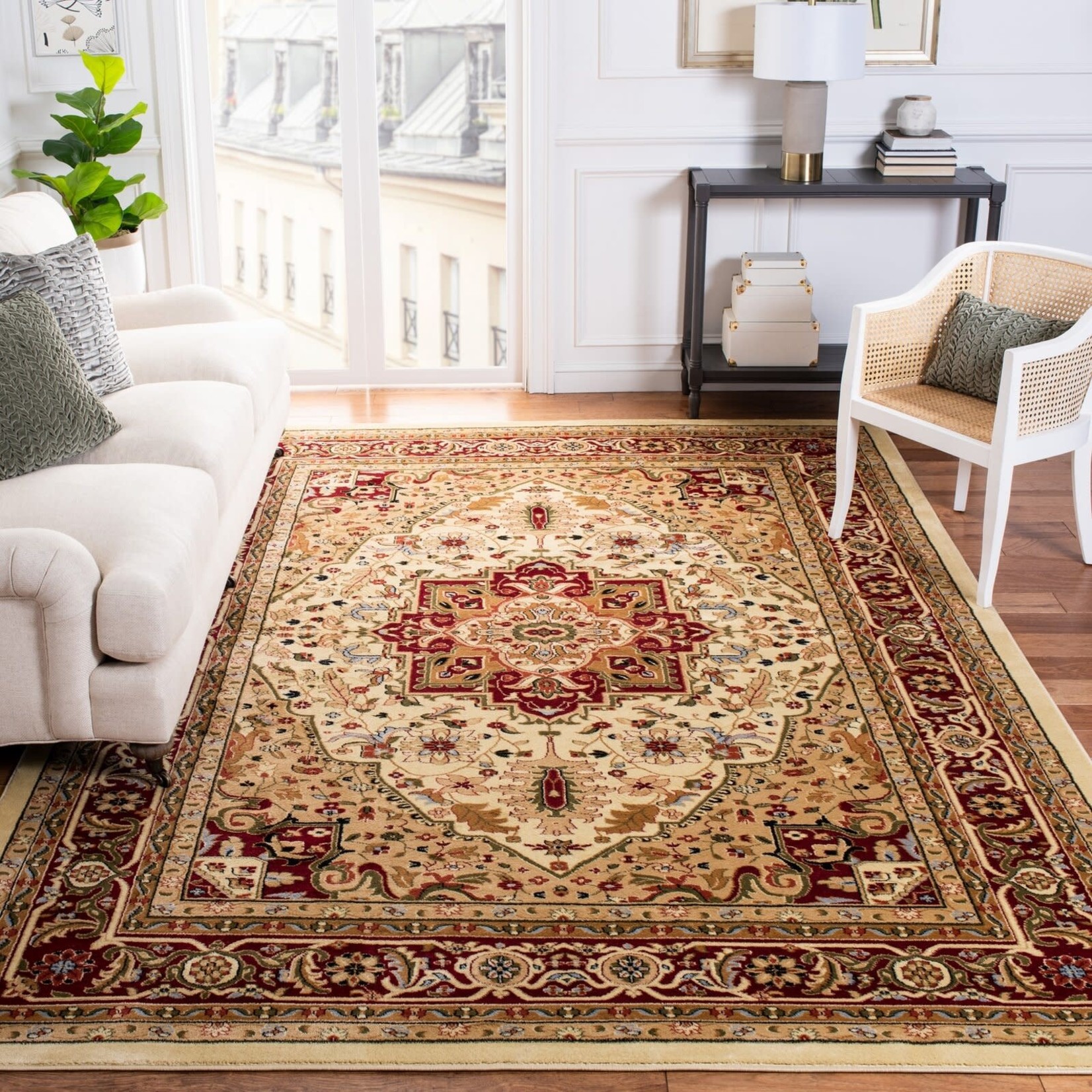 *9' x 12' Klose Oriental Ivory/Red Area Rug