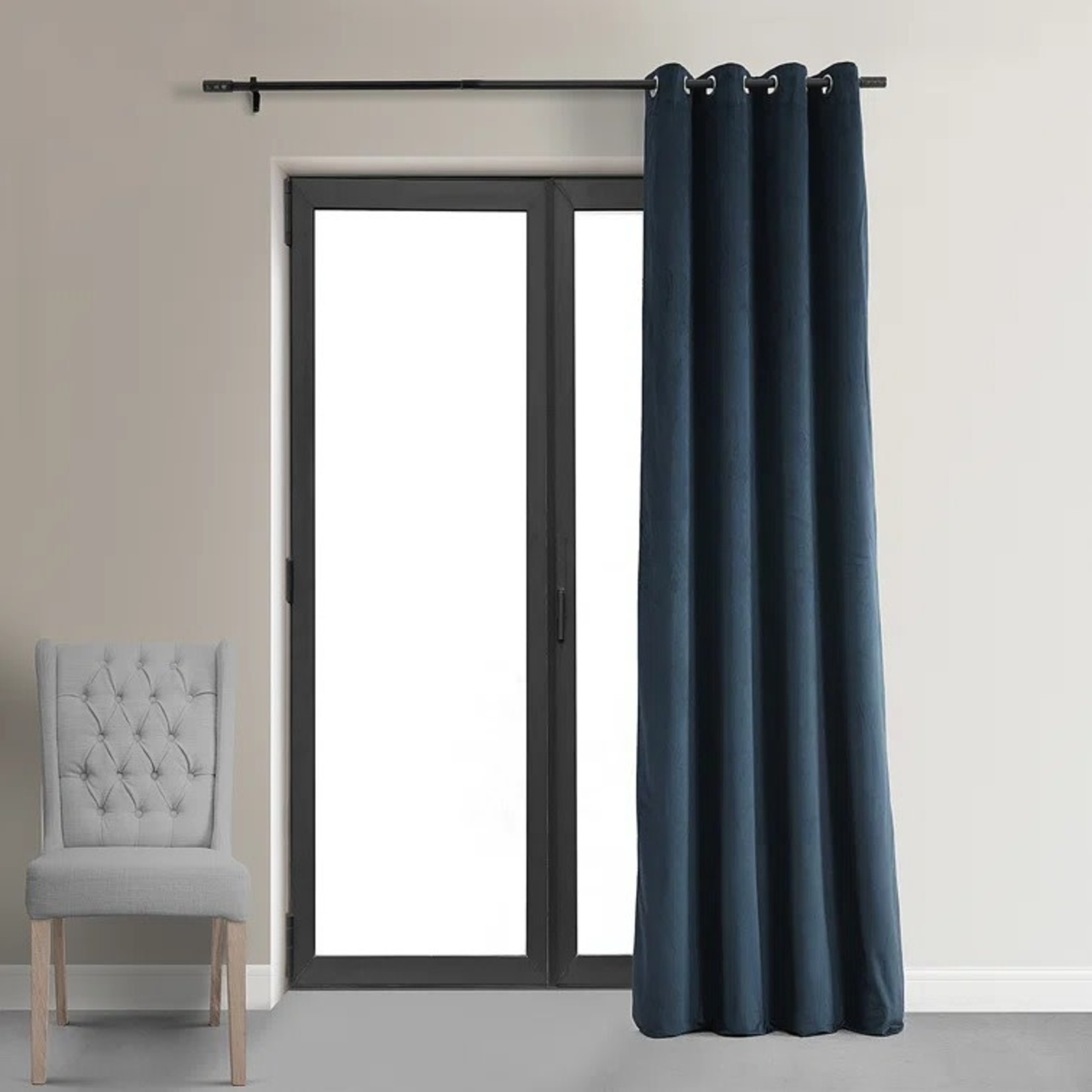 *50"x84"Sharpe Solid Blackout Thermal Grommet Single Curtain Panel - Midnight Blue