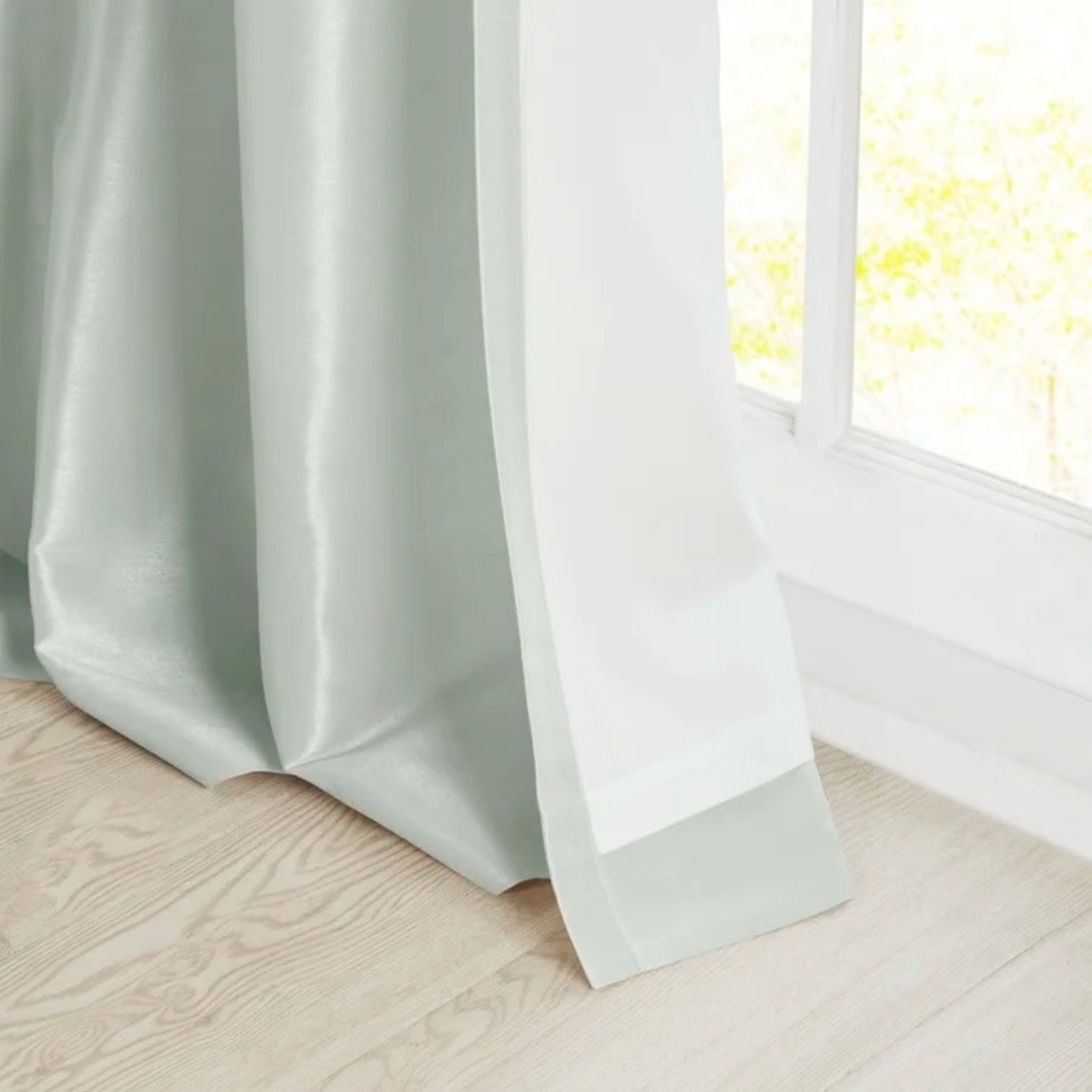 *50"x108"Rivau Solid Color Twist Tab Top Semi-Sheer Single Curtain Panel - Dusty Aqua