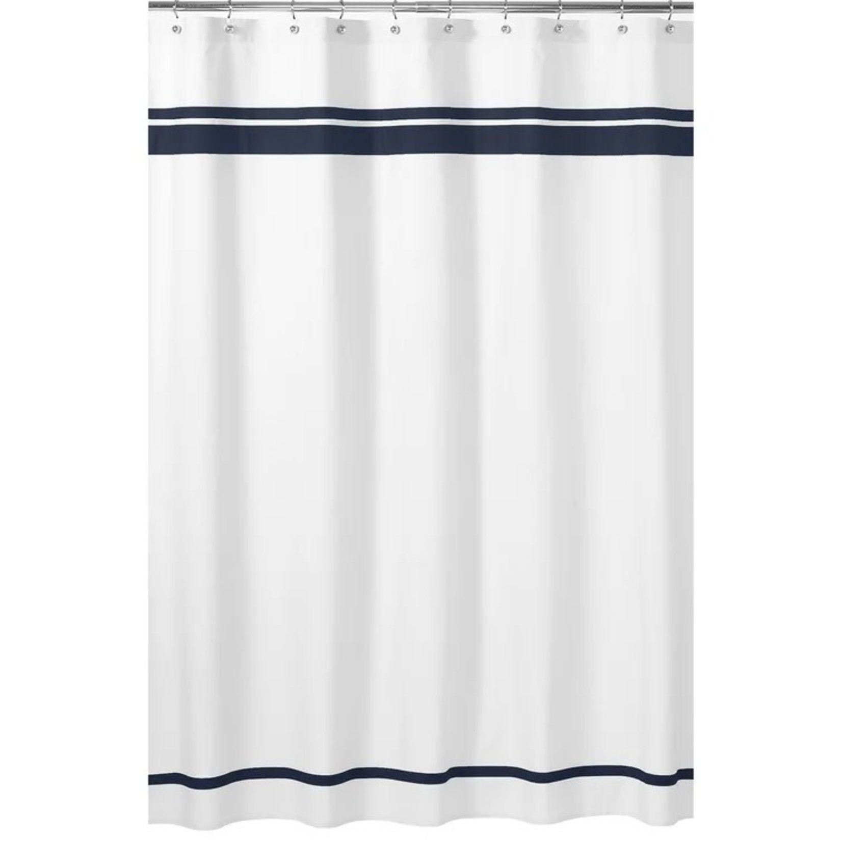 *72"x72"Hotel 100% Cotton Striped Single Shower Curtain - Navy