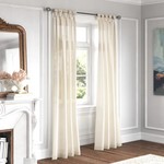 *50" x 95" Liebert Solid Semi-Sheer Tab Top Curtain Panels - Set of 2 - Natural