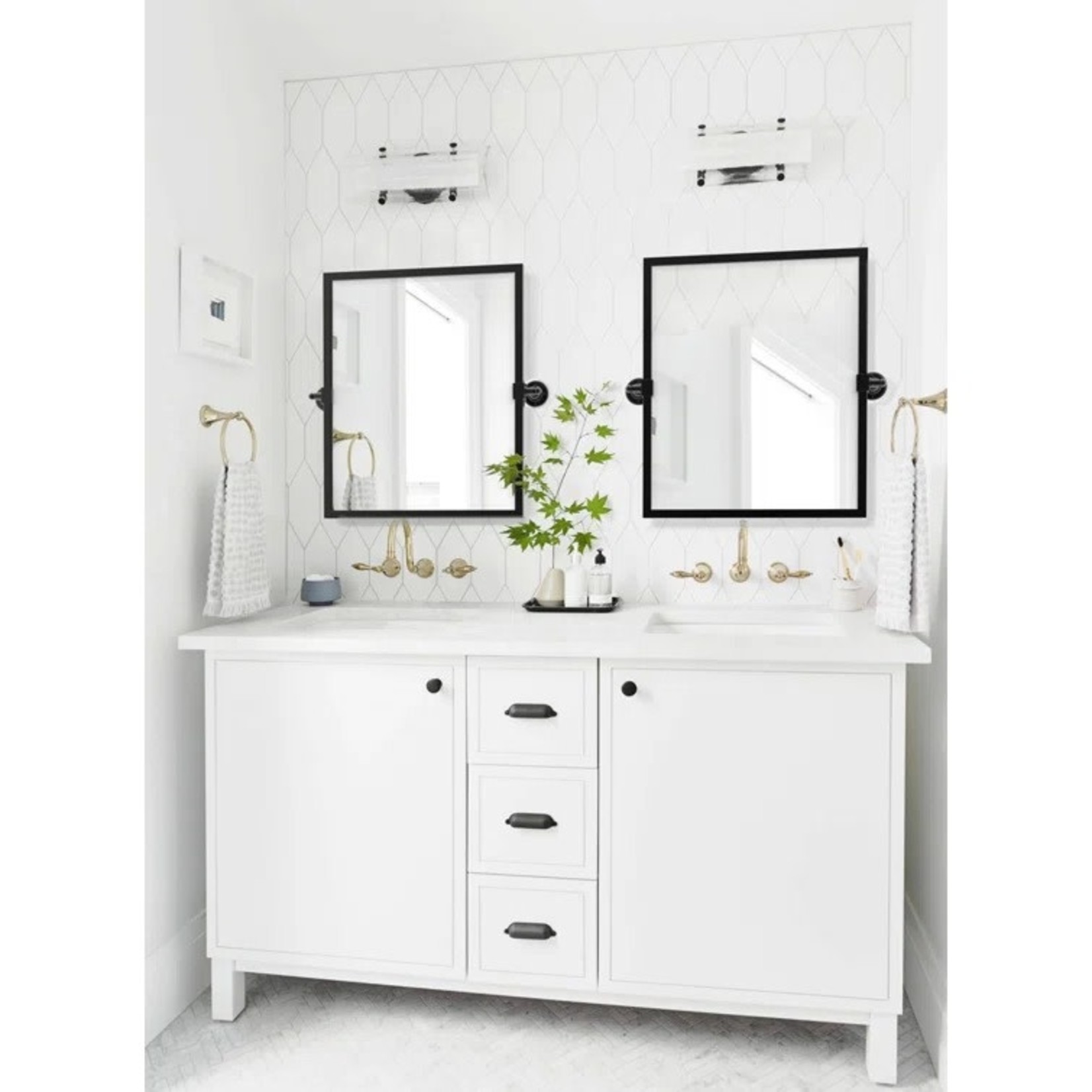 *36" x 24" Blakley Modern & Contemporary Beveled Bathroom / Vanity Mirror - Matte Black