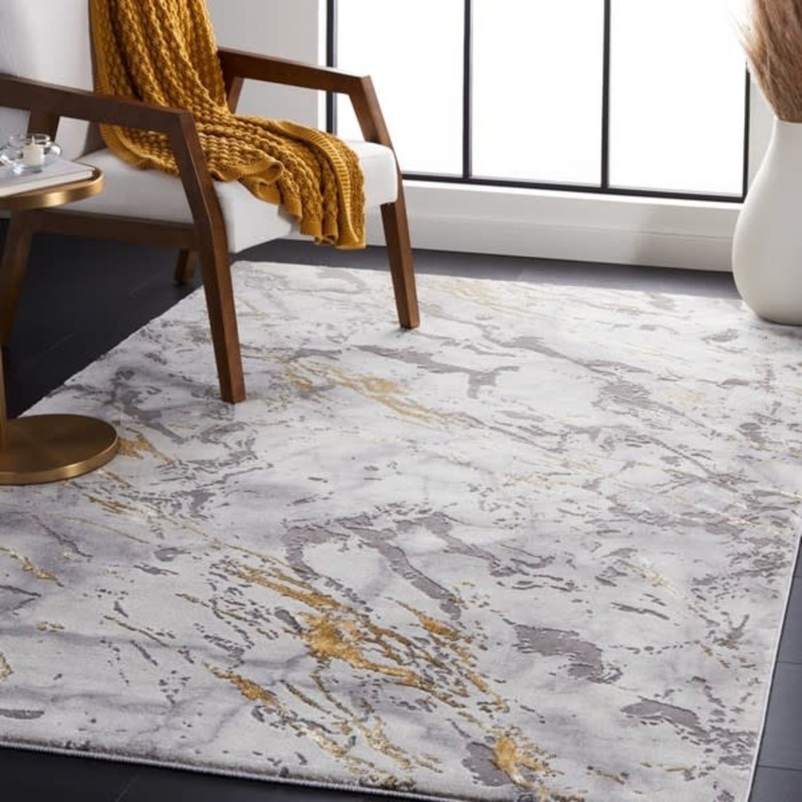 *11’ x 15’ Jaylyn Abstract Gray/Gold Area Rug