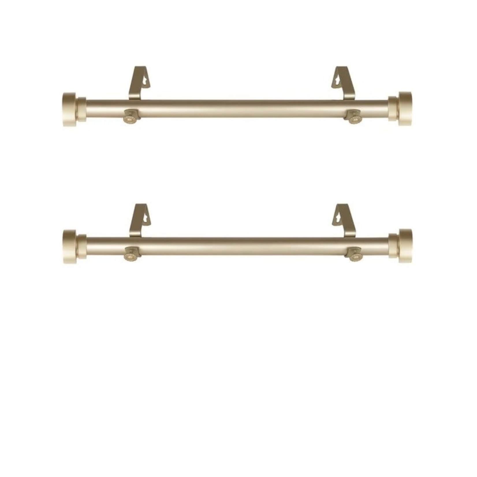 *Ishee 12"-20" Adjustable 1" Single Curtain Rod - Set of 2 - Light Gold