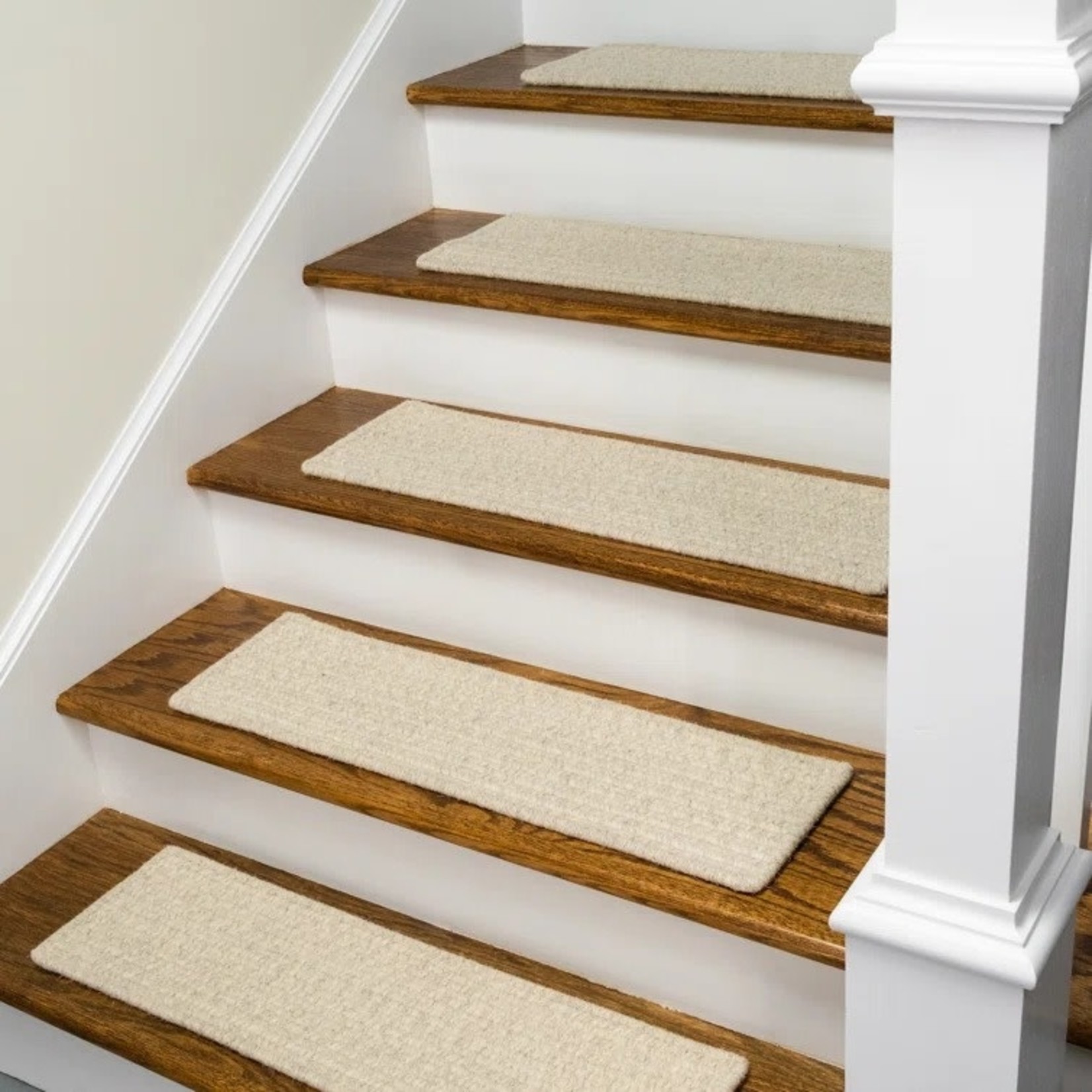 *8" x 28" Natural Woven Tweed Stair Treads - Set of 13 - Beige