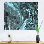 *24" x 32" Gray and Turquoise Liquid Art - Painting on Canvas