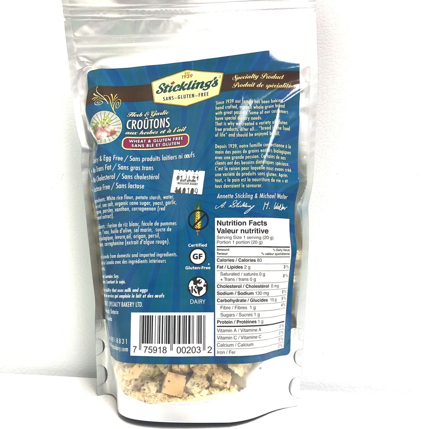 Stickling's Bakery Sticklings - Herb & Garlic Croutons 175g