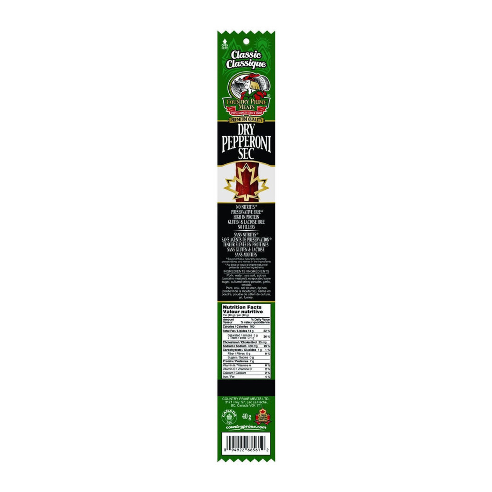 Country Prime Meats Country Prime - Single Stick Pepperoni Classic40g