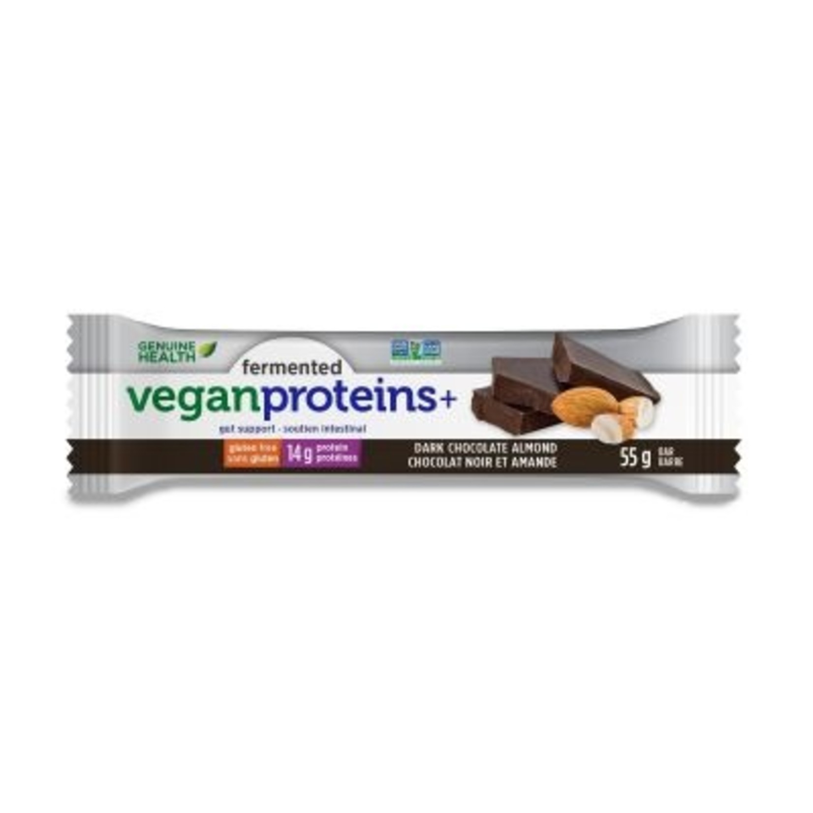 Genuine Health Genuine Health - Fermented Vegan Protein+ Bars, Dark Chocolate Almond (55g)