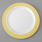 MISC 10" White Plastic Plate with Gold Lattice Design 12 PACK