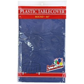 MISC Disposable Round Plastic Tablecloth -  Blue ( 84" )