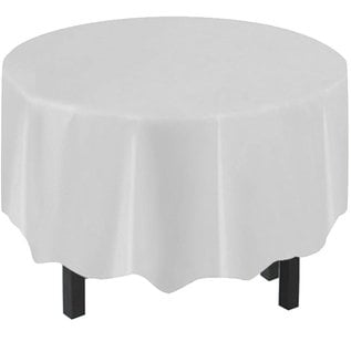 MISC Disposable Round Plastic Tablecloth - White ( 84" )