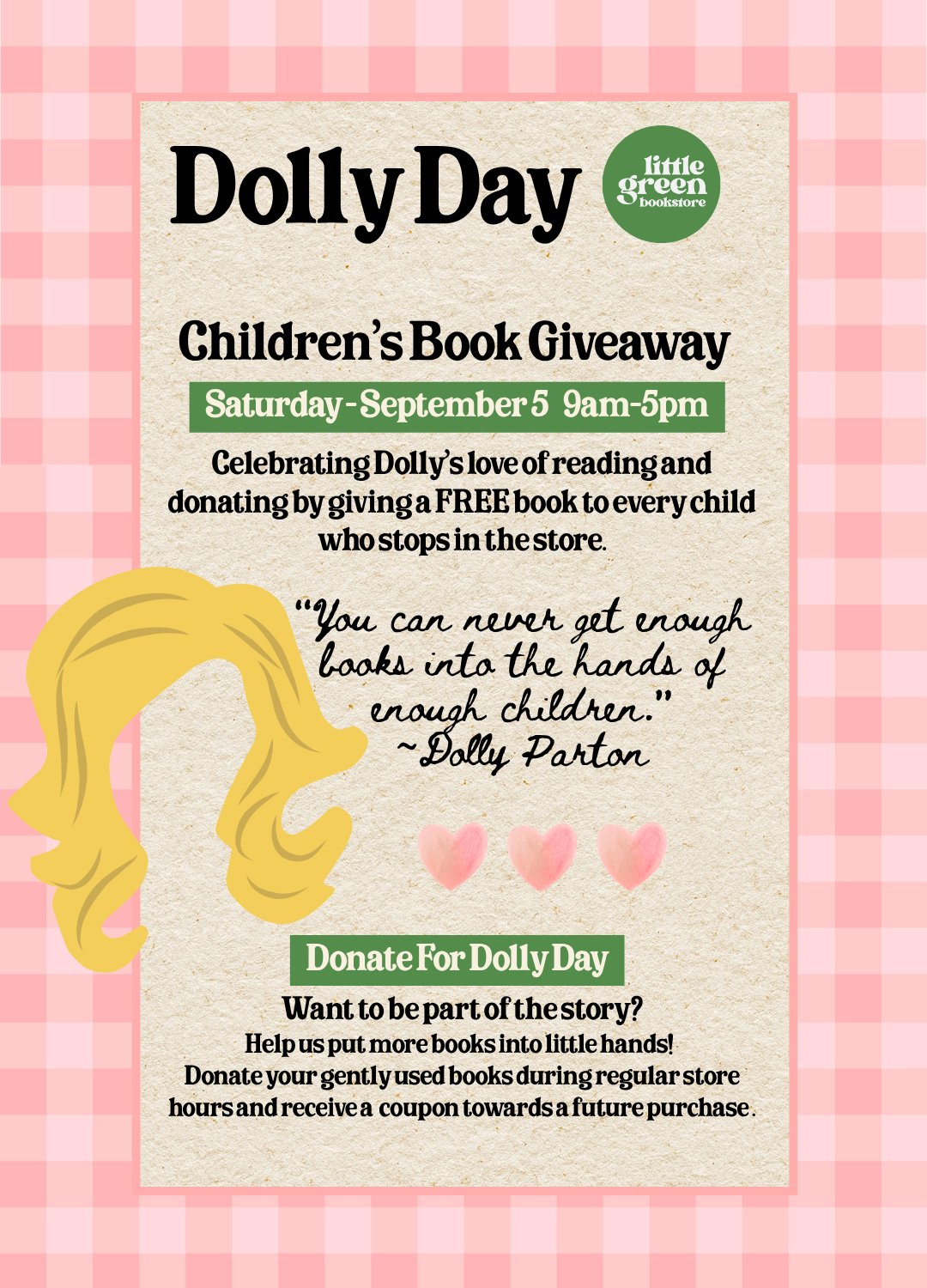 Dolly Day at Little Green Bookstore