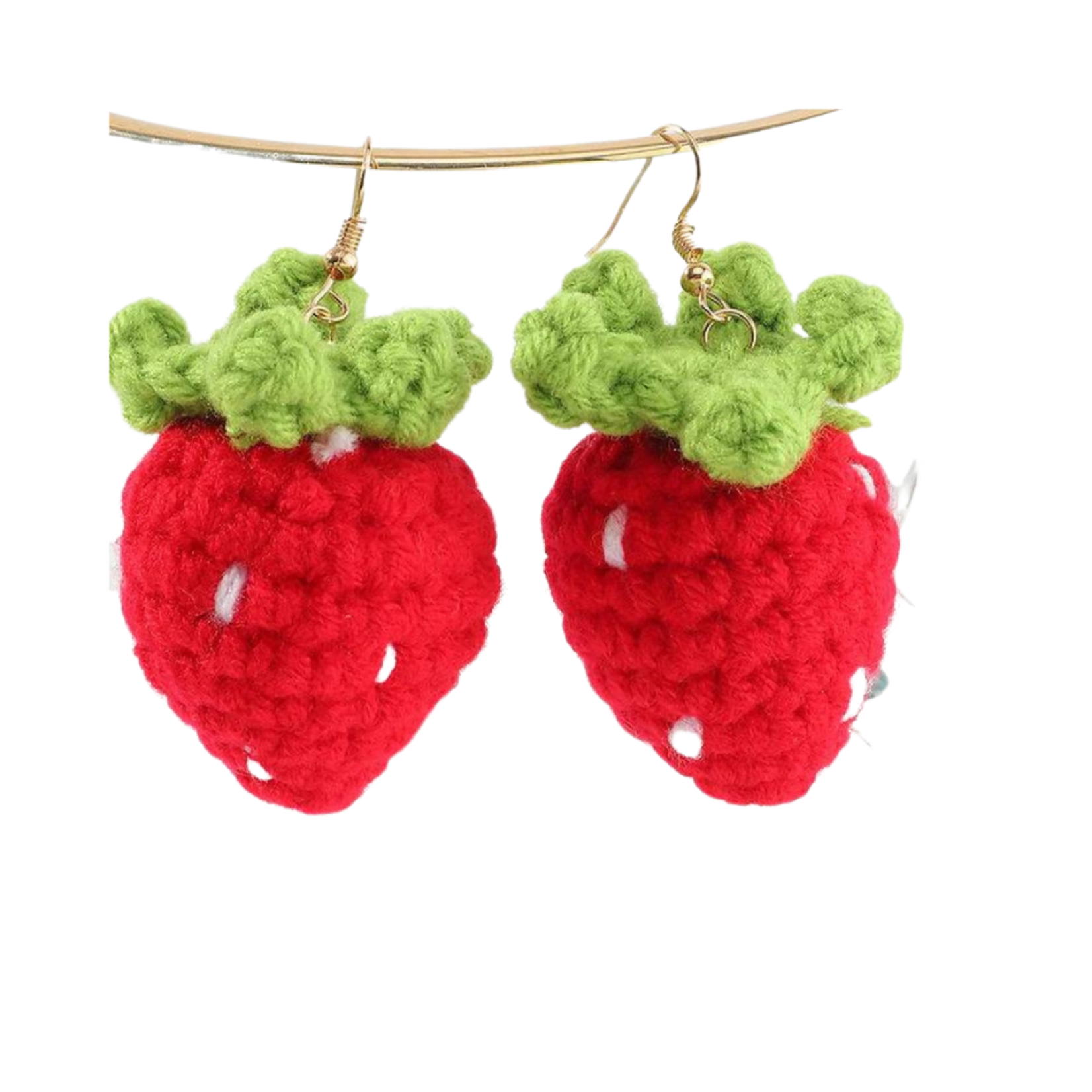 NA Strawberry Crochet Dangle Earrings