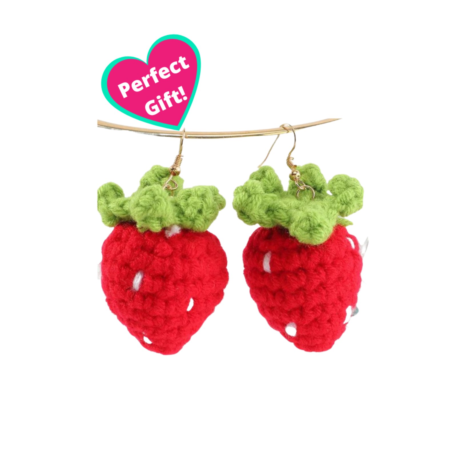 NA Strawberry Crochet Dangle Earrings