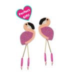 Flamingo Beaded Earrings (3.5")