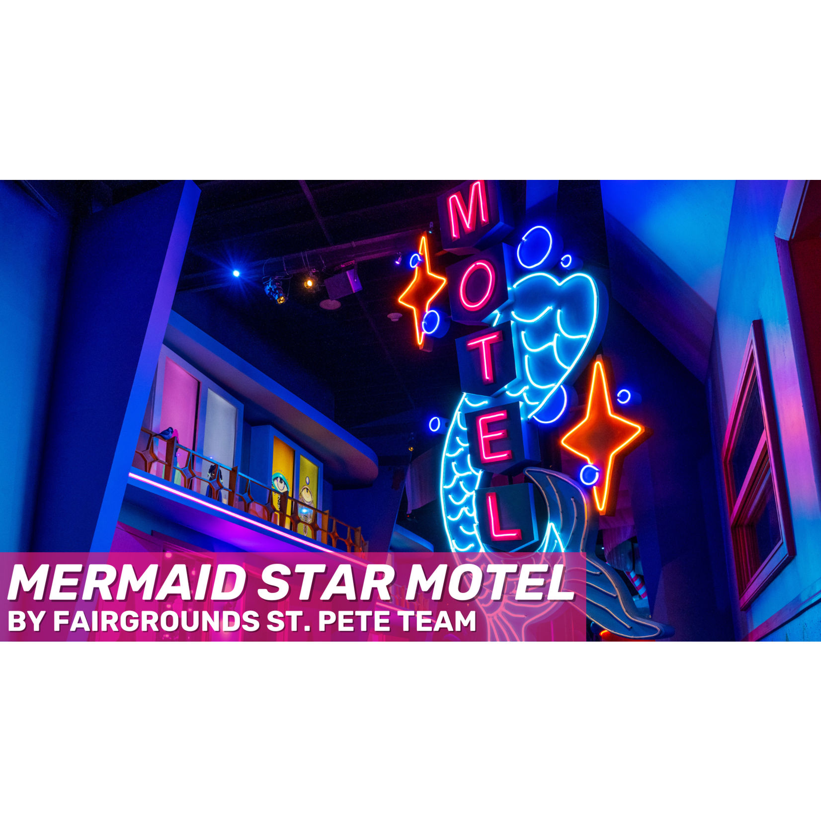 Fairgrounds St. Pete Mermaid Star Motel Sign Key Chain (2")