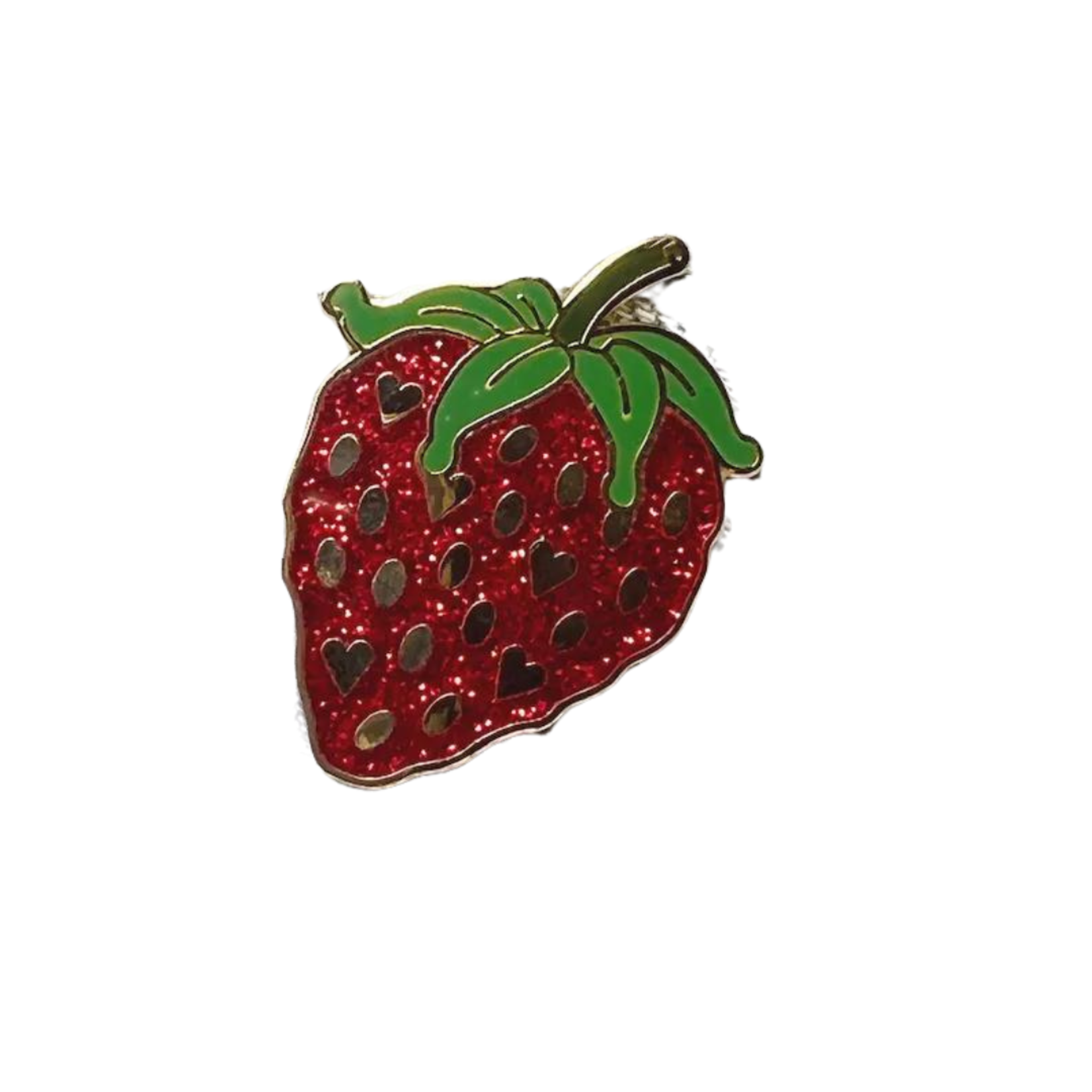 NA Red Glitter Strawberry Pin (1.25")