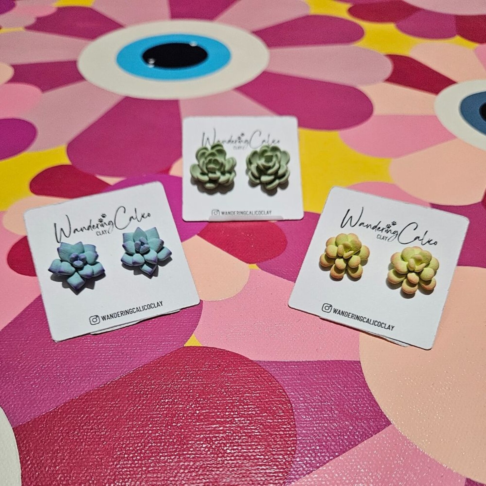 "Succulent Flower" Polymer Clay Earrings