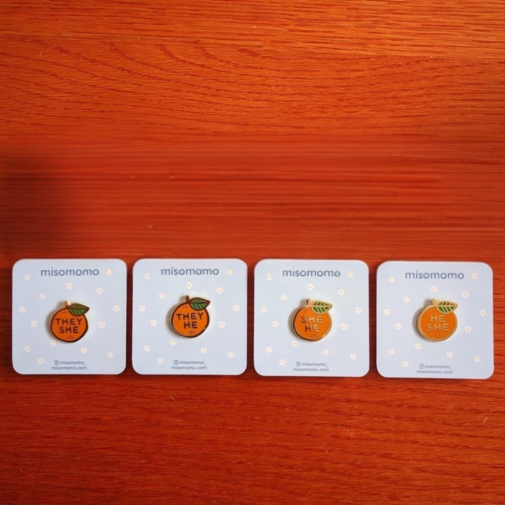 Orange Pronoun Pins