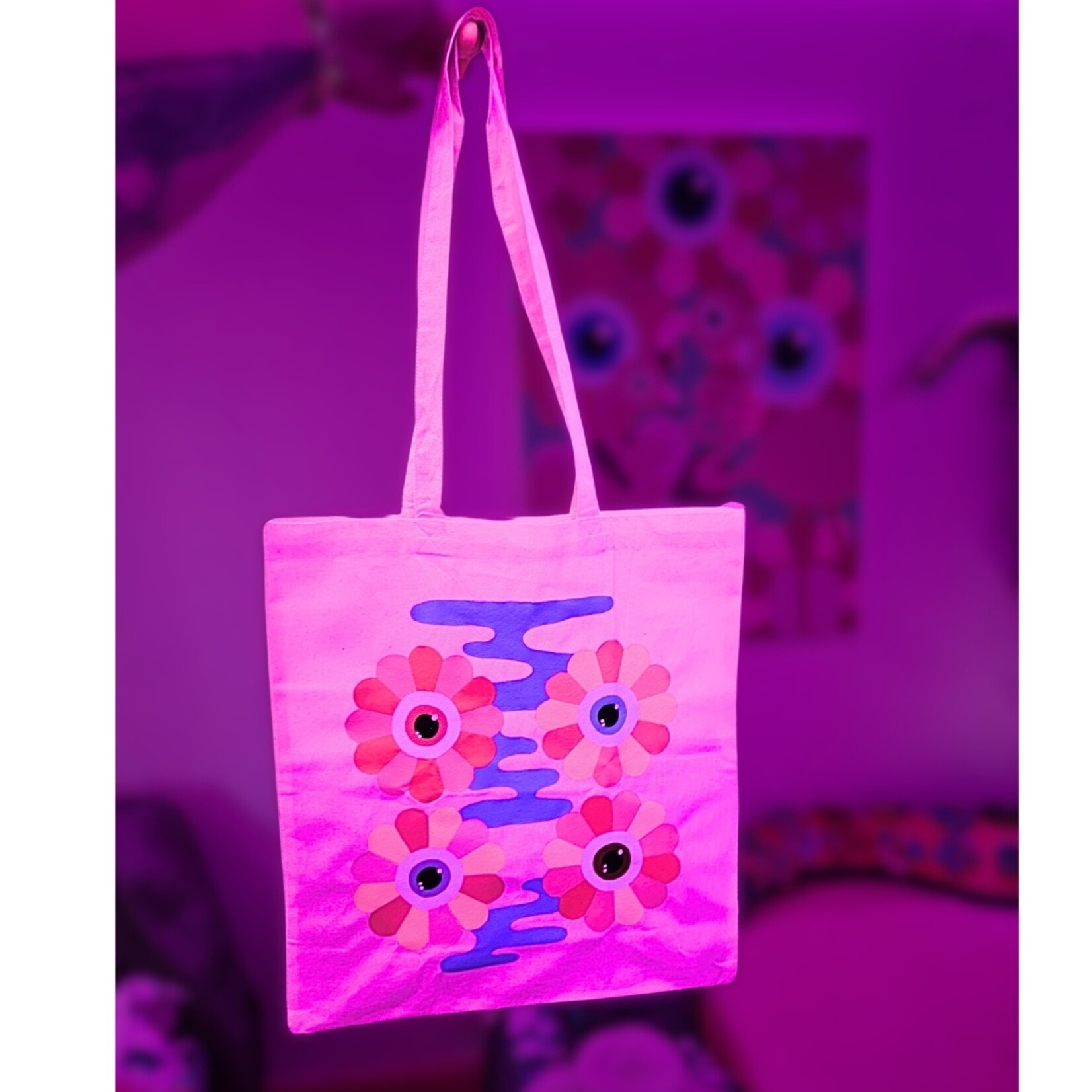 Savannah Magnolia Savannah Magnolia's "Pink Flower Blue Haze" Tote