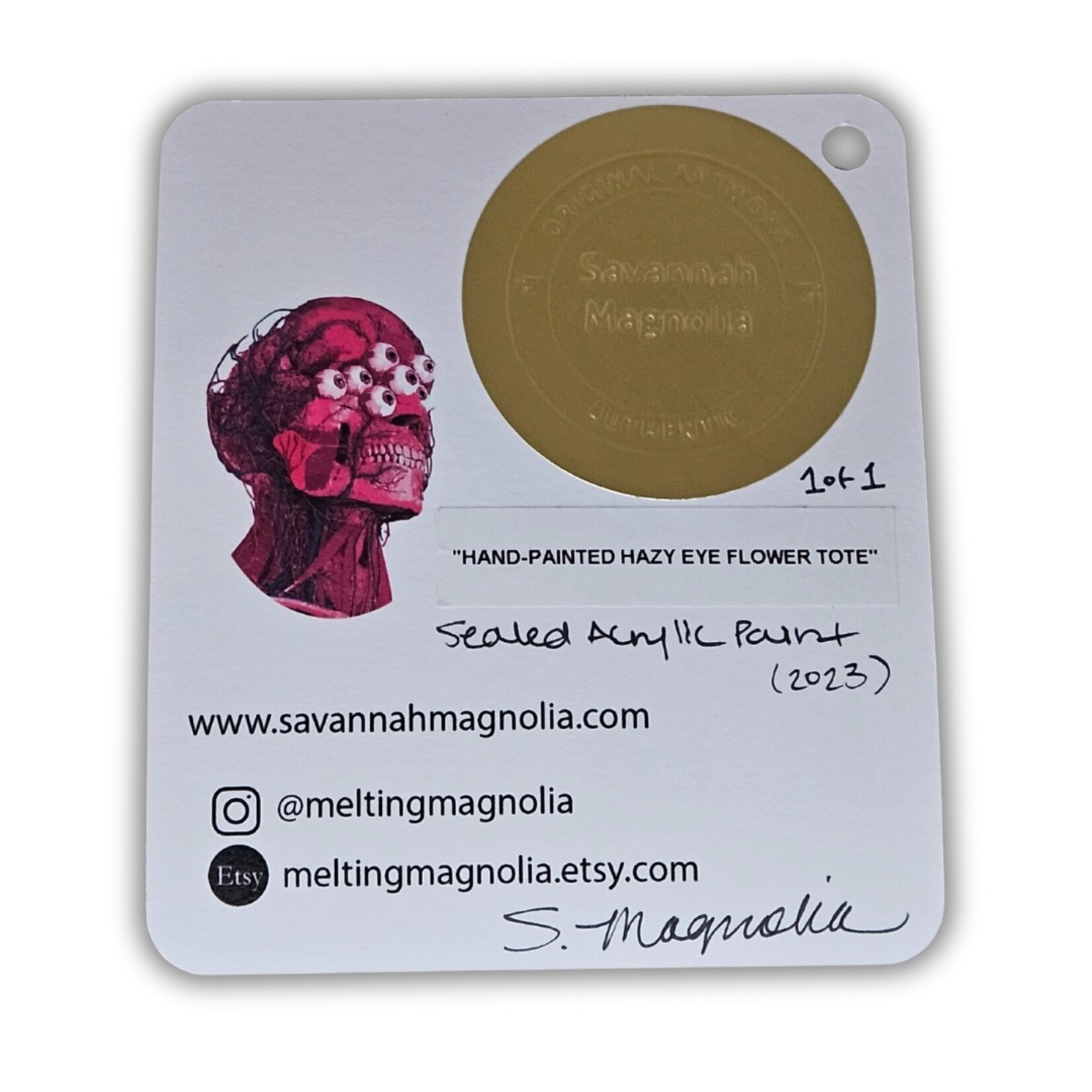 Savannah Magnolia Savannah Magnolia's "Pink Flower Blue Haze" Tote