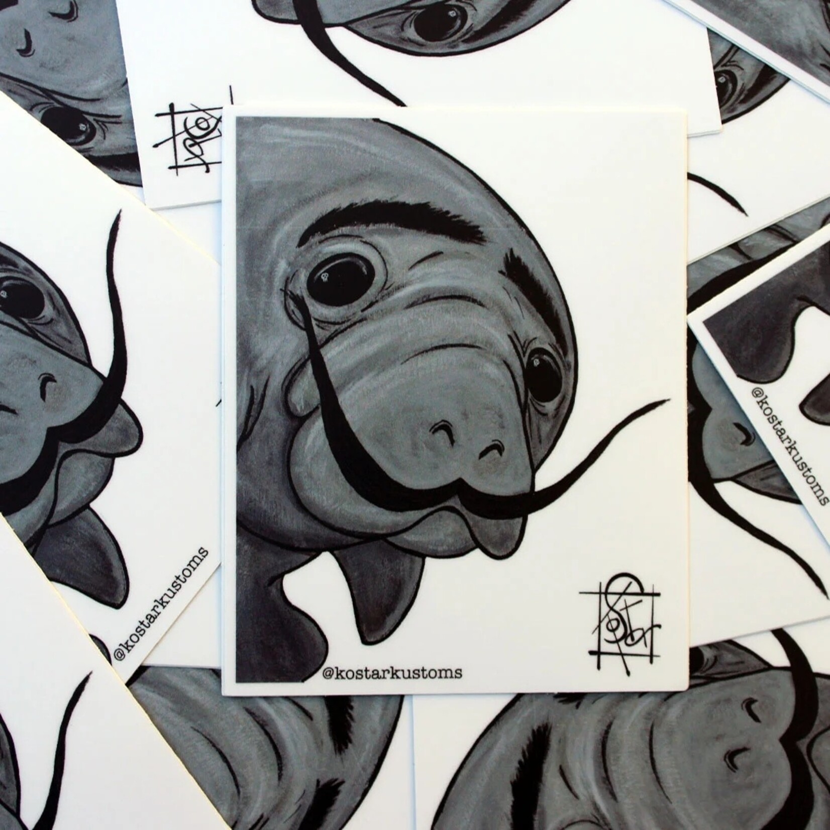 Kostar Kustoms Kostar Kustoms' "Dalí Manatí" Sticker (4")