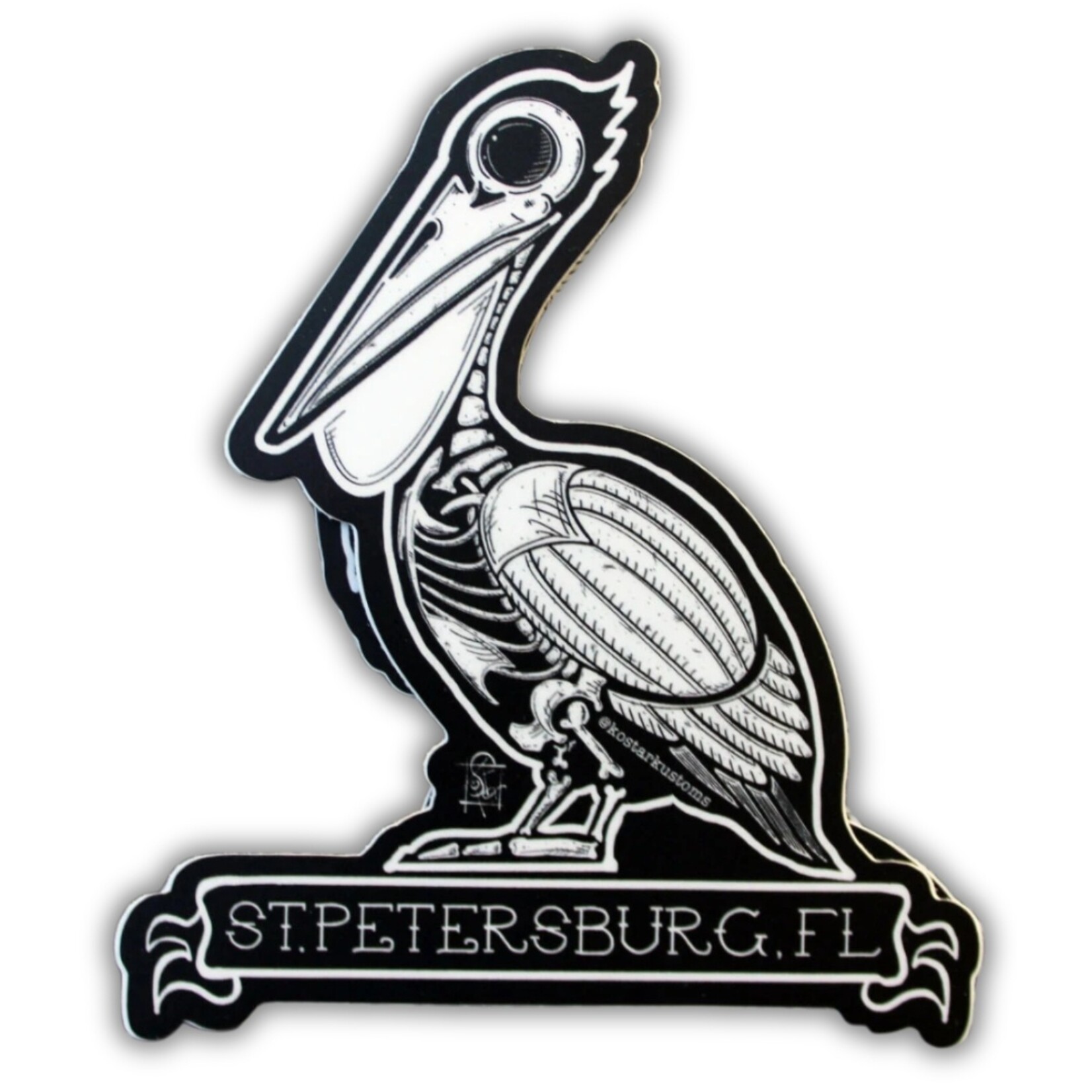 Kostar Kustoms Kostar Kustoms' "St. Pete Skelly Peli" Sticker (4")