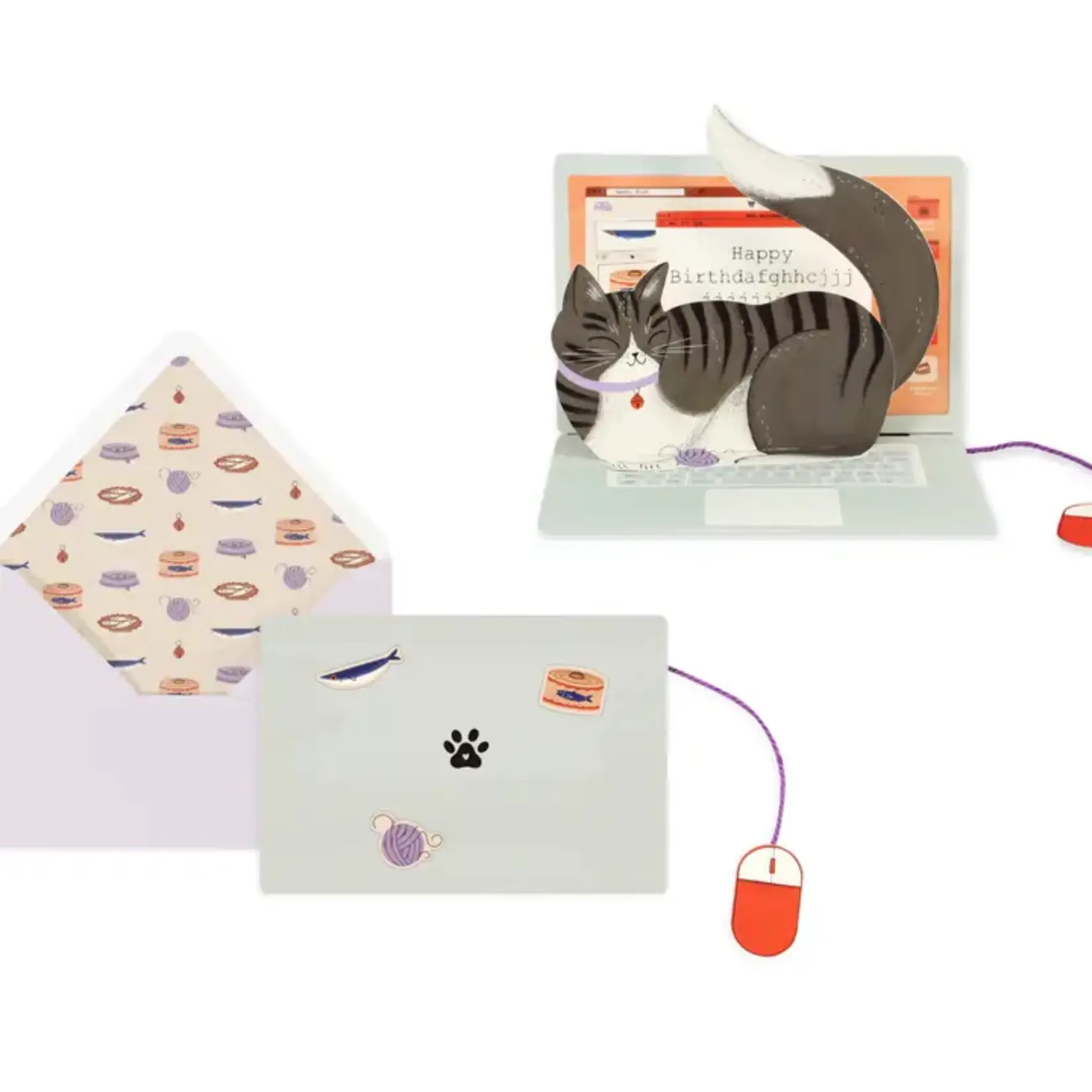 Laptop Cat Pop-up Card